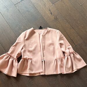 Topshop Pink Ruffle Sleeve Jacket
